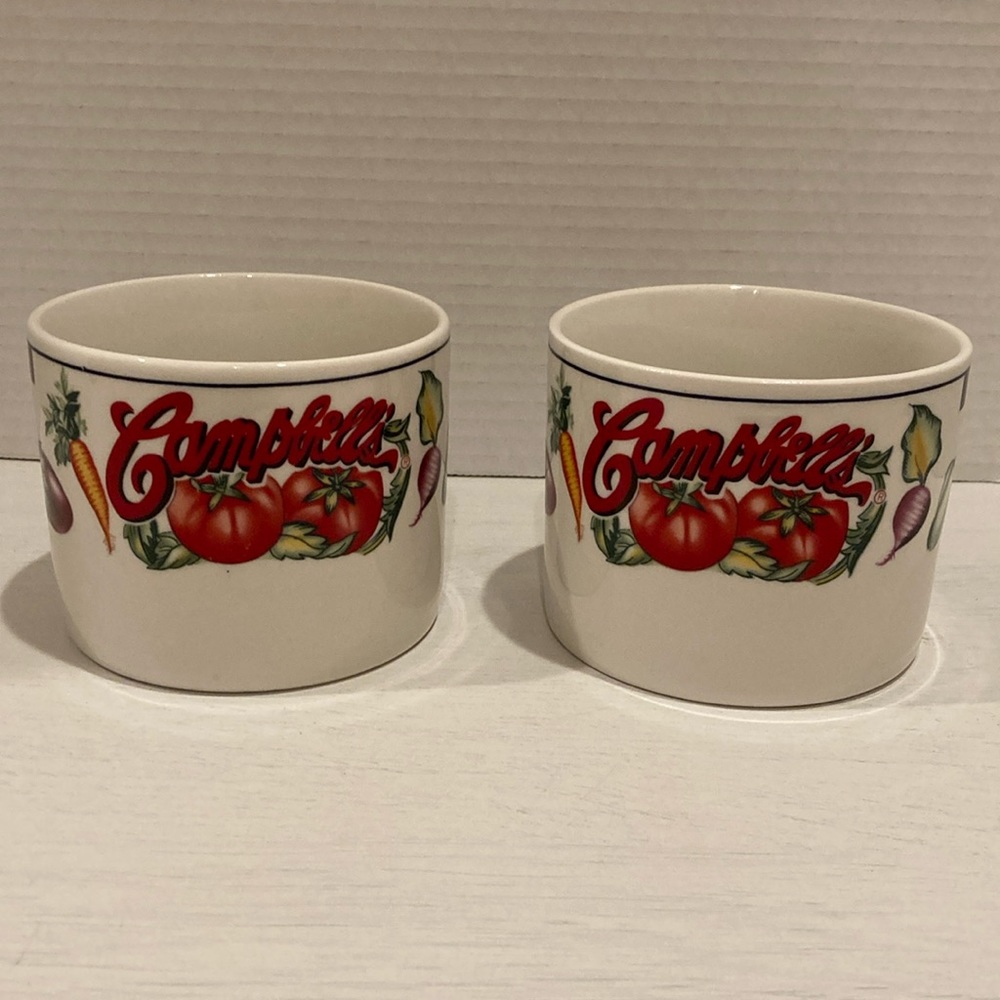 Vintage Campbell’s Soup 1997 Bowls Mugs By Gibson Set of 2 Veggy Checker Design